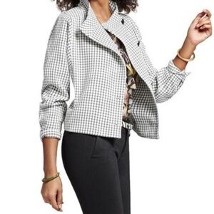 Cabi Windowpane Button-Down Military Blazer Jacket